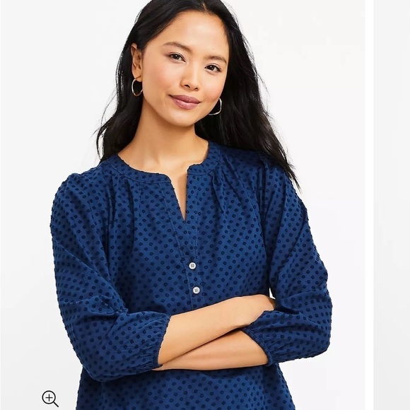 LOFT Henley Flounce Shirtdress Size Small NEW! - Picture 2 of 8